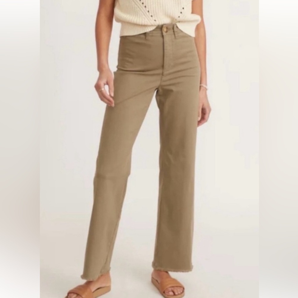 Marine Layer Bridget full length pant with raw edge, sage green, size 0